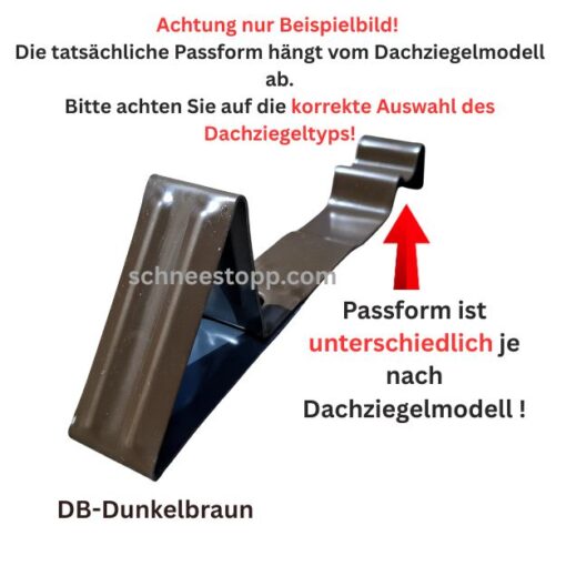 1 Stück Muster Schneefanghaken für Creaton Dachziegel in Dunkelbraun (DB)